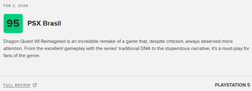 《勇者斗恶龙7》重制版M站83分：表现惊艳 堪称杰作！